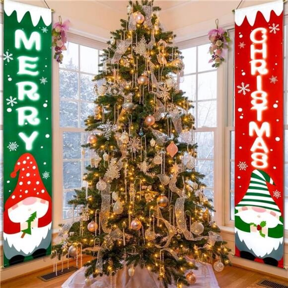 Christmas Decorations Porch Yard Sign, Hanging Christmas Flag Garden Door - Picture 2 of 8